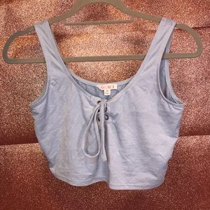 Light Blue Lace Up Crop Top NEVER WORN